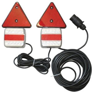 LED magnetlygtesett 12V m/trekantrefleks 4/12m kabel