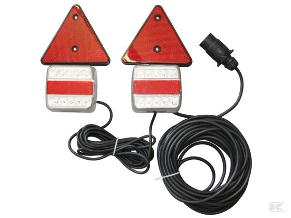 LED magnetlygtesett 12V m/trekantrefleks 4/12m kabel